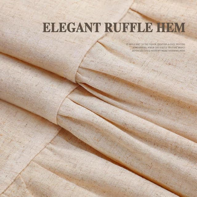 Detalle de XOGUIBO Farmhouse Shower Curtain with Ruffle Hem (Linen-Blend Look), 72 x 72