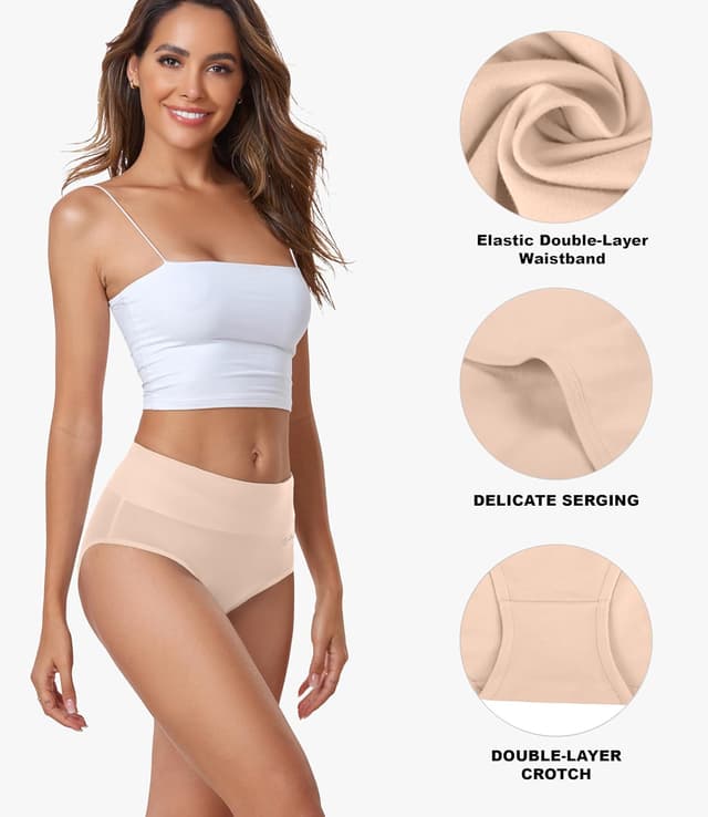 Detalle de coskefy Women's High Waisted Cotton Underwear 5 Pack