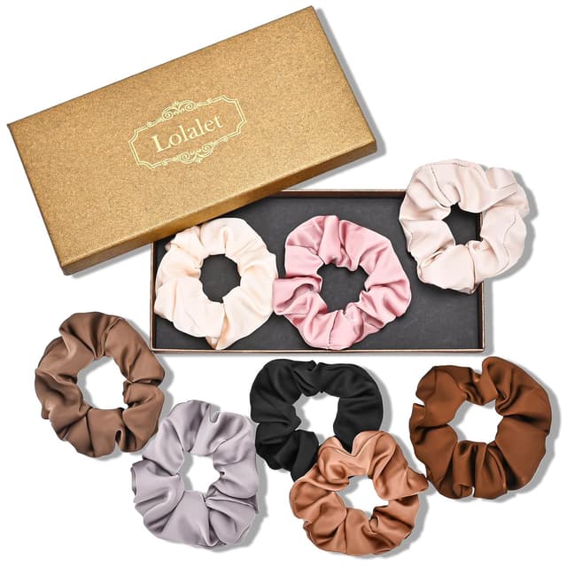 Lolalet (8 Stück) Seiden-Scrunchies Haargummis im Satin-Look – 8 Farben für Damen & Mädchen