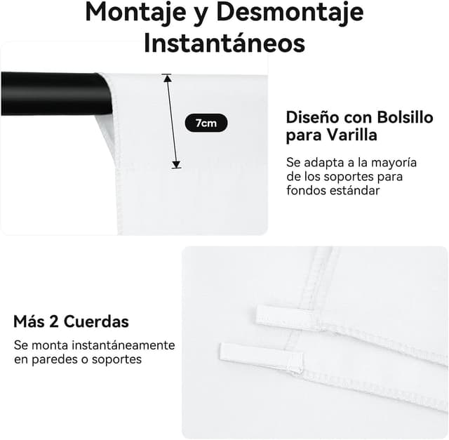 Detalle 2 de Heysily Fondo Fotografia 2x3m Blanco