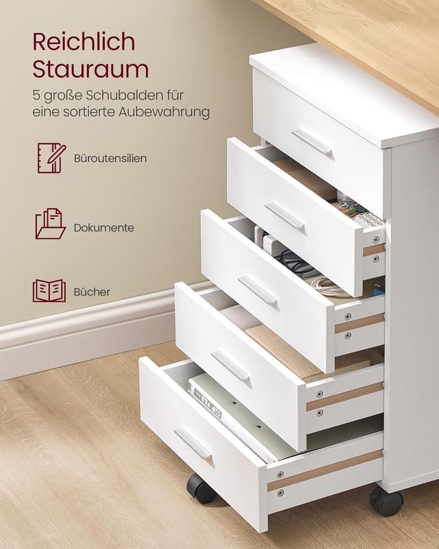 Detalle 2 de Rollcontainer 5 Schubladen OFC081W01 von VASAGLE