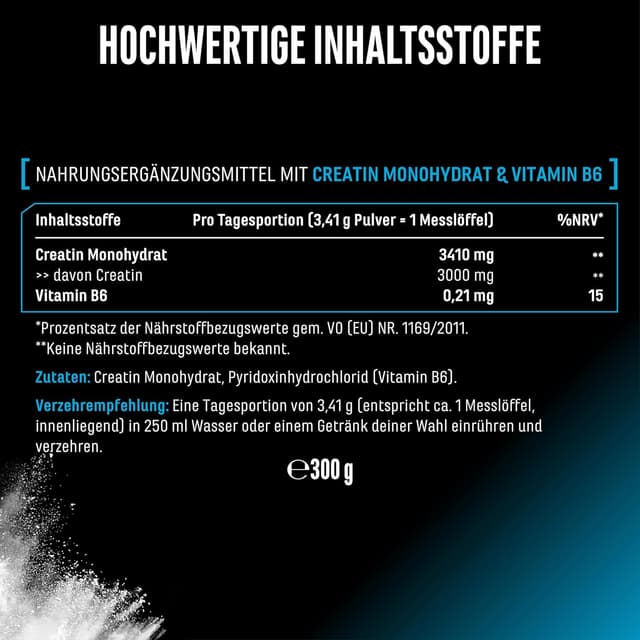 Detalle de GEN German Elite Nutrition Kreatin-Monohydrat Pulver (300 g) – vegan, mikrofein