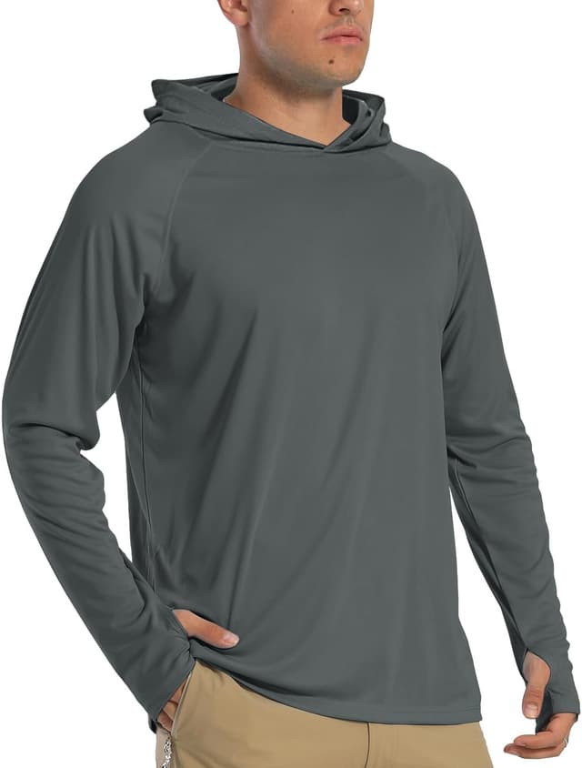 Detalle de TACVASEN Men’s UPF 50+ Sun Protection Long Sleeve Hoodie T-Shirt
