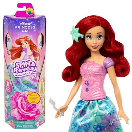 Detalle de Mattel Disney Princess Spin & Reveal Ariel — muñeca 11 sorpresas