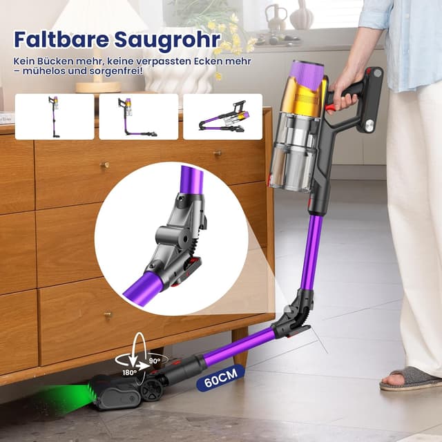 Detalle de Linkifly A12 Akku-Staubsauger mit Wischfunktion und faltbarem Design (kabellos, 8-in-1, 48 kPa)