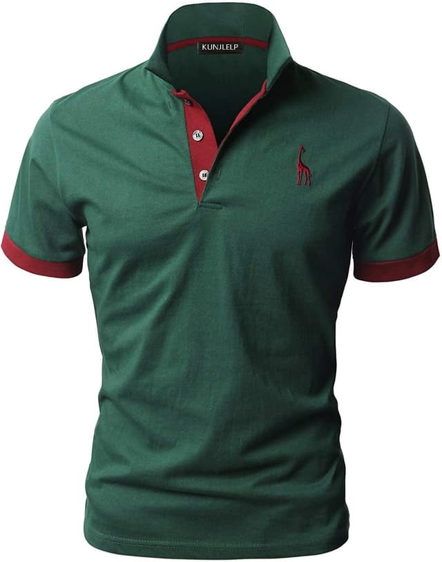 Detalle 2 de KUNJLELP Men's Cotton Pique Polo Shirt M