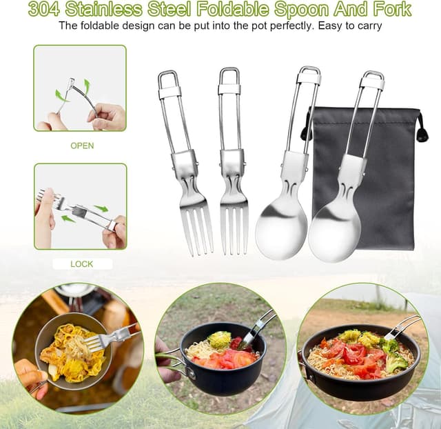 Detalle de AUTOPkio 18-piece Camping Cooking Set with Mini Gas Stove (Non-stick folding cookware kit for 1–2 people)