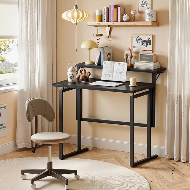 Thumbnail 6 de JUMMICO scrivania pieghevole con supporto per monitor, 80 x 40 cm (nero)