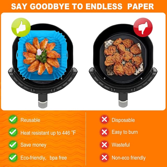 Thumbnail 2 de Boribim 2 PCS Square Silicone Air Fryer Liners