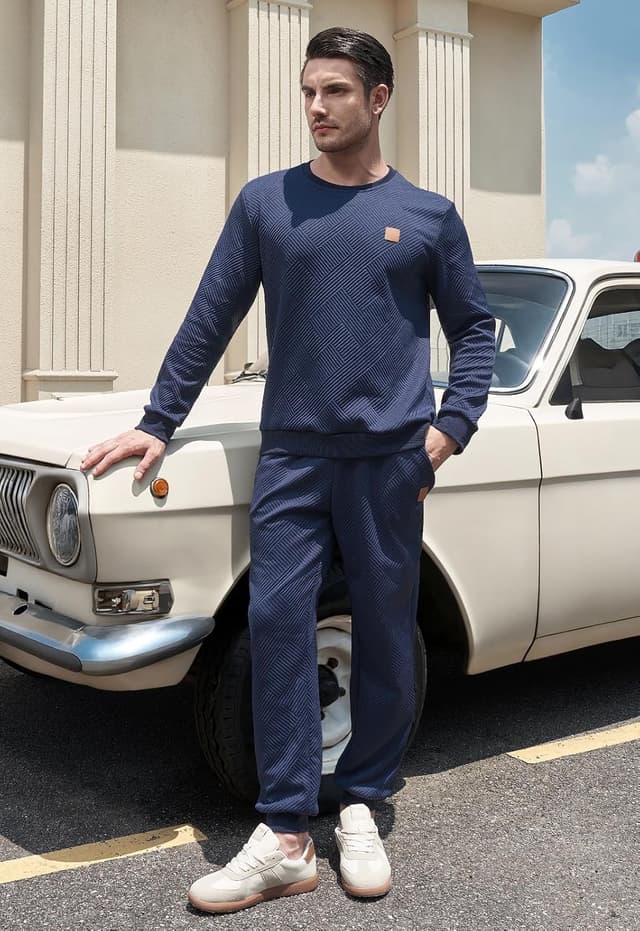 Detalle 2 de KUYIGO Herren Trainingsanzug-Set (2-teilig) mit atmungsaktivem Sweatshirt & Jogginghose, Polyester/Elasthan – S bis 2XL