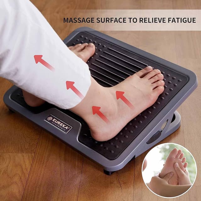 Detalle 2 de EUREKA ERGONOMIC adjustable under-desk foot rest with massage surface (black & grey)