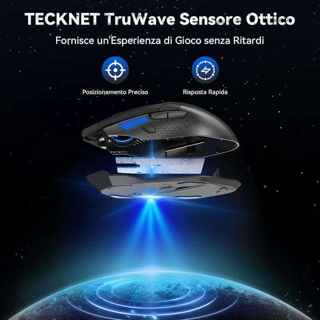 Thumbnail 1 de TECKNET Mouse Gaming Wireless 4800 DPI