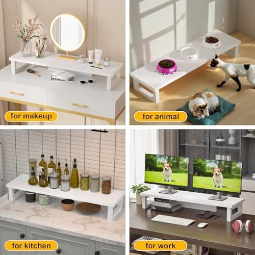 Detalle 1 de OYRREU Soporte Monitor Doble Blanco 🖥️ 91x26cm