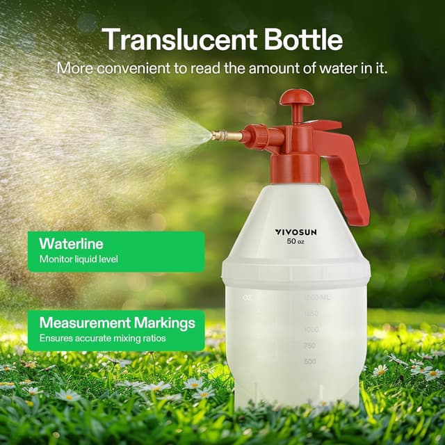 Detalle de VIVOSON Pulvérisateur à pression de jardin 1,5 L rouge avec buse en laiton réglable