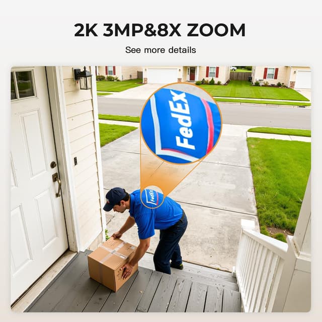 Detalle de 2K Home Security Cameras (2-Pack) by VSMAHOME — Indoor/Outdoor Wired Plug & Play with Color Night Vision, 2-Way Audio, 24/7 Recording