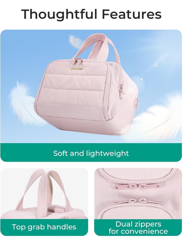 Detalle de BAGSMART Large Toiletry Bag Travel Makeup Bag (Pink) with 2 upright compartments