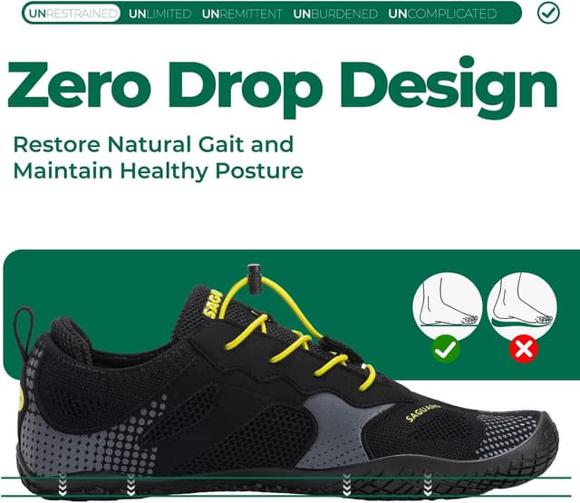 Detalle de SAGUARO Barfußschuhe für Herren und Damen – Outdoor Fitnessschuhe mit breiter Zehenbox, Gr. 35–48