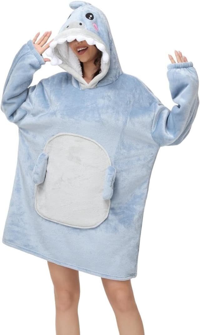 Thumbnail 6 de Chuangminghangqi Kuscheldecke zum Anziehen mit Ärmeln und Kapuze – oversized Hoodie-Decke für Sofa, Homeoffice & Winter