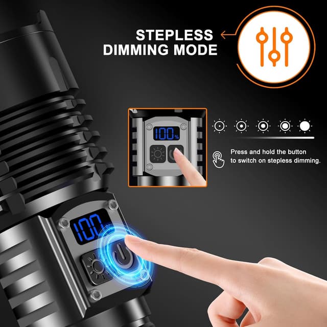 Detalle 2 de Relybo Torch 500000 lumen rechargeable flashlight 🔦