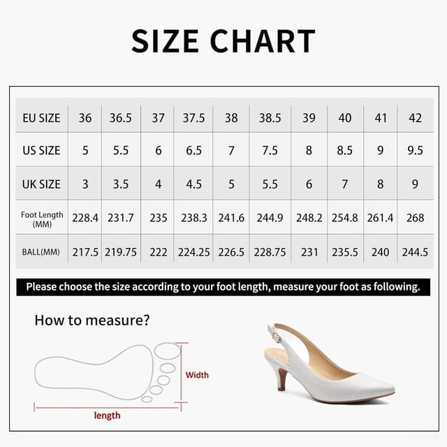 Detalle 2 de Greatonu slingback da donna con tacco medio (circa 6,3 cm) e punta