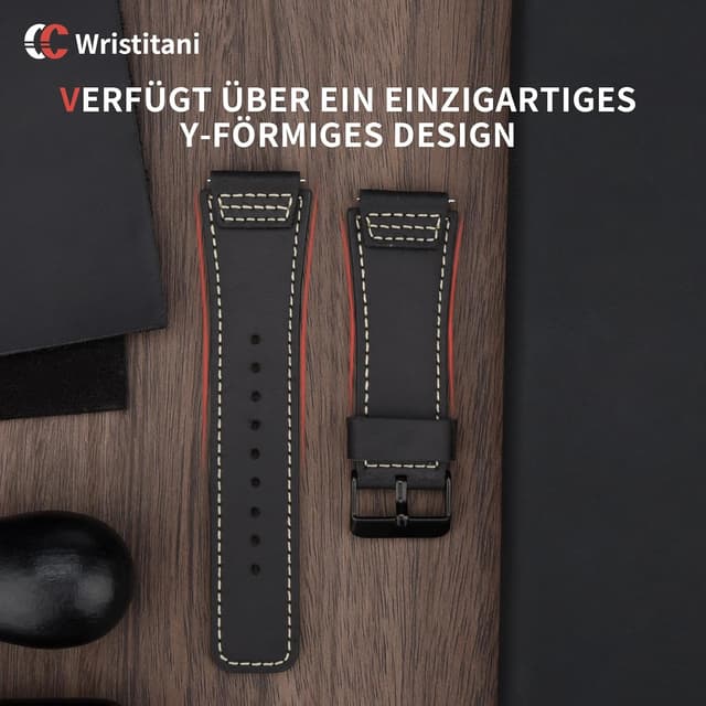 Detalle 2 de Wristitani Echtleder-Uhrenarmband (22/20 mm) mit 9 Lochpositionen – kompatibel mit Galaxy Watch 7/6/5/4