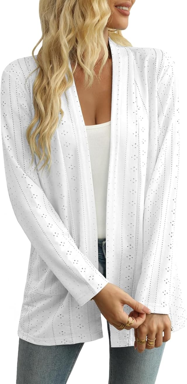 Detalle de Yincro Women’s Lightweight Open-Front Cardigan with Pockets (Loose Fit, Long Sleeve)