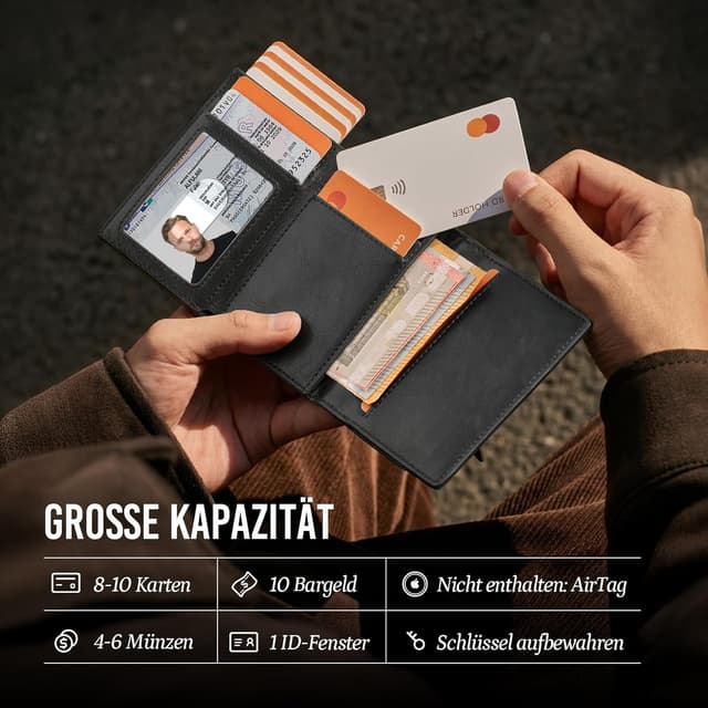 Detalle de YESIIW Airtag Geldbeutel mit RFID für 11 Karten