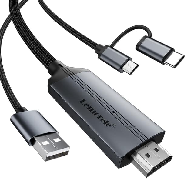 Detalle de Lemorele Câble USB‑C vers HDMI 2 en 1 (Micro USB sur câble HDMI) 1080p 60 Hz pour Android et iPad à la télévision