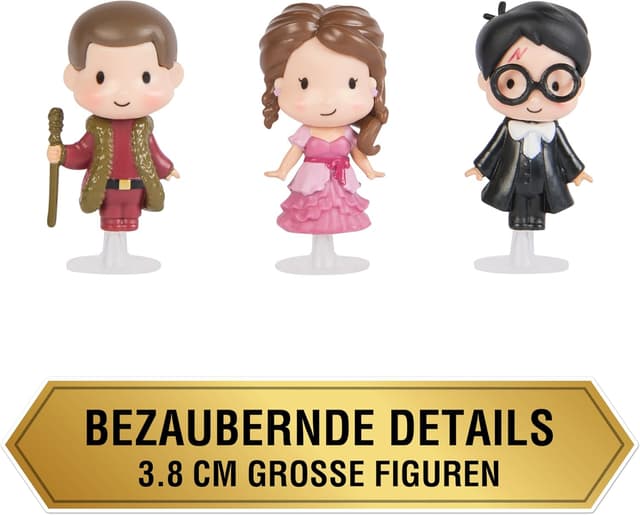 Detalle de Wizarding World Harry Potter Micro Magical Moments Sammelfiguren‑Multipack „Weihnachtsball“ (Harry, Hermine, Viktor Krum)