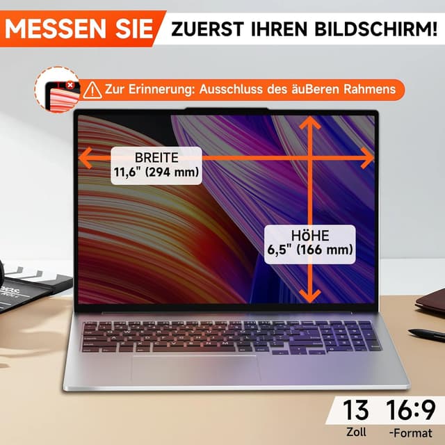 Detalle 2 de Magnetischer Laptop Sichtschutzfilter für 13,3 Zoll (16:9) – Anti-Spy & Blaulichtschutz mit abnehmbarem Design