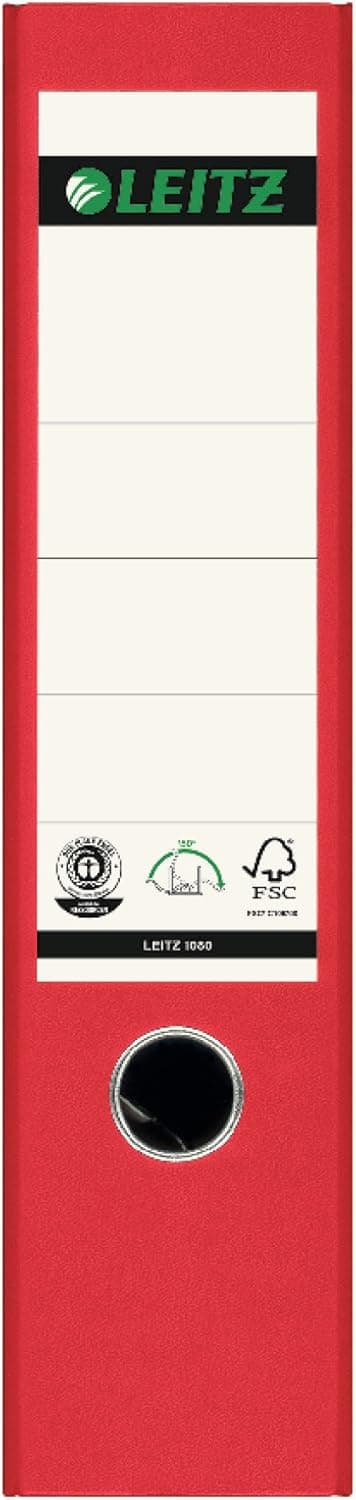 Detalle 2 de Leitz Qualitäts-Ordner 3er-Set A4 (8 cm) mit Wolkenmarmor-Papier, rot, 310305025