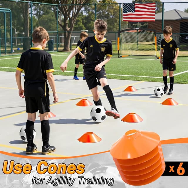 Detalle de Happy Jump Soccer Goal (7'x5', 6.6'x3.3', 5'x3.6', 4'x3', 3'x2.2') with Pop-Up Net, Target Board & Markers