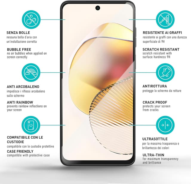 Detalle de smartect Vetro Temperato per Motorola Moto G73 5G (3+3 pezzi, Clear) con protezione fotocamera, durezza 9H e installazione senza bolle