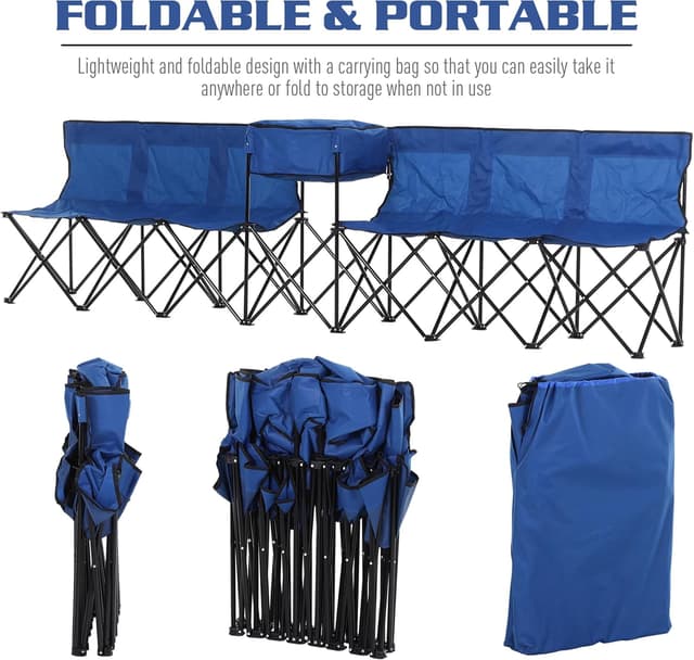 Detalle 2 de Outsunny 6‑Seat Folding Sports Bench with Cooler Bag 💺