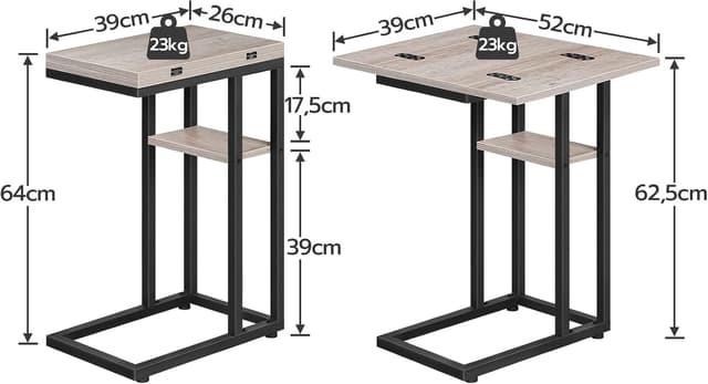 Detalle de HOOBRO EBG29SF01 mesa auxiliar plegable 52x39 cm