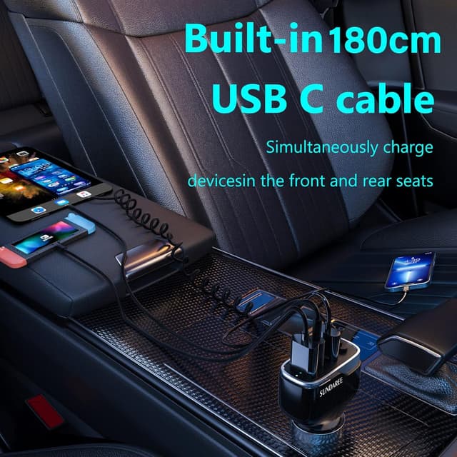 Detalle 2 de SUNDAREE Caricatore Auto 60W 4 Porte