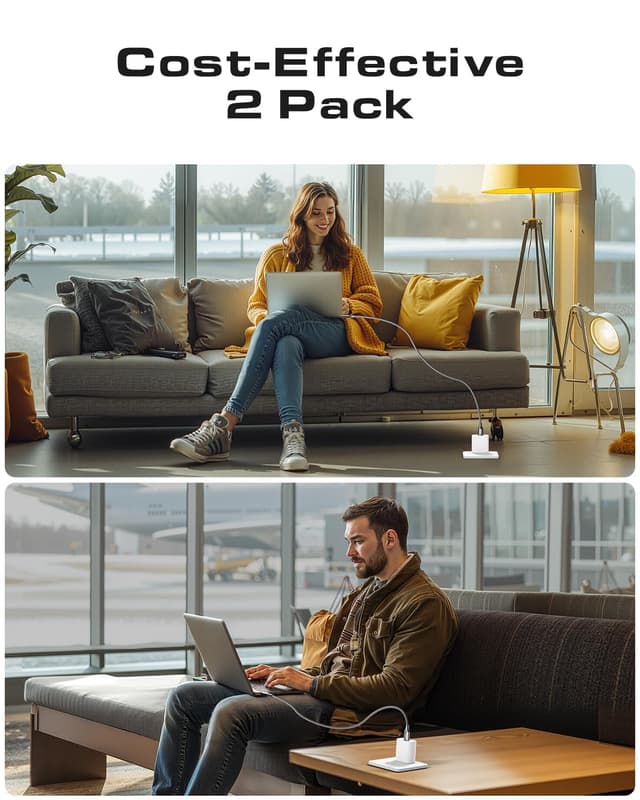 Thumbnail 6 de CLEEFUN Long USB-C to USB-C Cable (3m, 2-Pack) with PD 60W Fast Charging