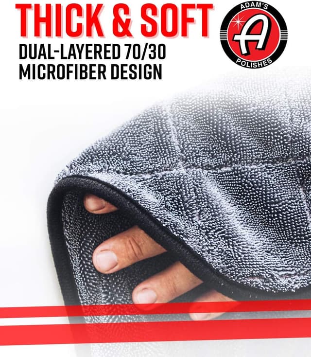 Detalle de Adam’s Polishes Jumbo Plush Drying Towel (33 x 29 in, 1500 GSM) — Absorbent Microfiber Drying Cloth, White (1 Pack)