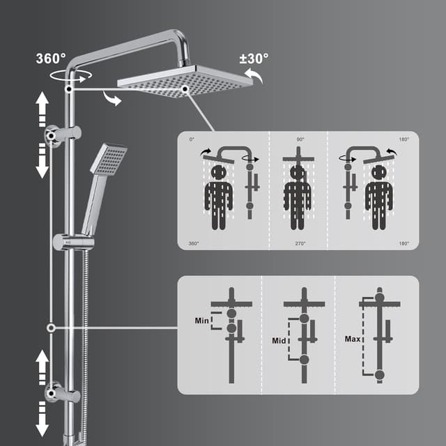 Thumbnail 2 de JOHO Edelstahl Regendusche Set 20×20 cm