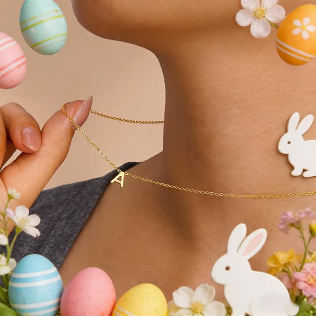 Detalle de Turandos Buchstaben-Kette mit Namen/Initialen, 14K vergoldet, personalisierbar (Gold)