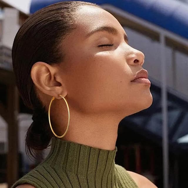 Thumbnail 5 de Gacimy Gold Hoop Earrings 2.4 in