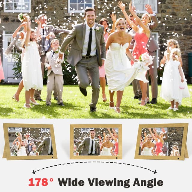 Detalle de AHOWAI 10.1-inch WiFi digital photo frame with 32GB memory, IPS touchscreen and auto-rotate