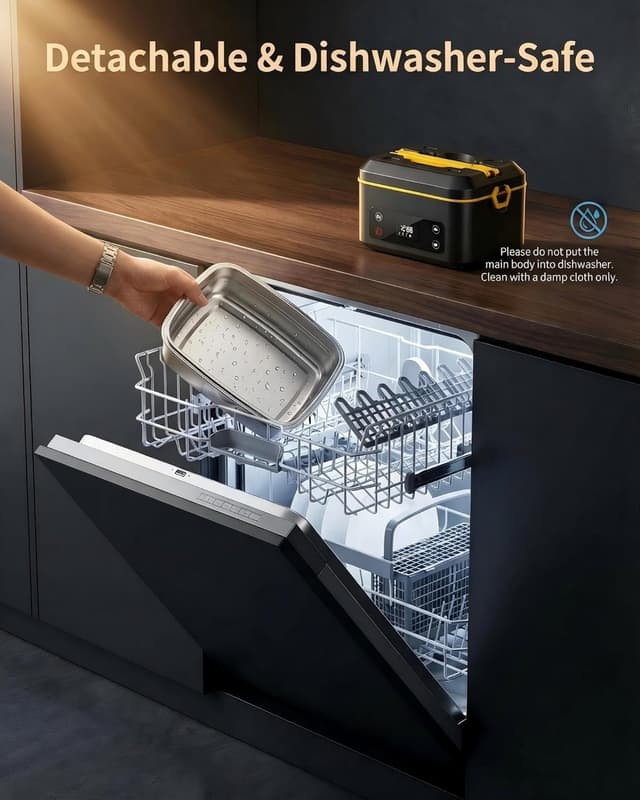 Detalle 2 de RUDAP Cordless Electric Lunch Box (24000mAh) – 1.2L Portable Food Warmer with 5 Heating Modes