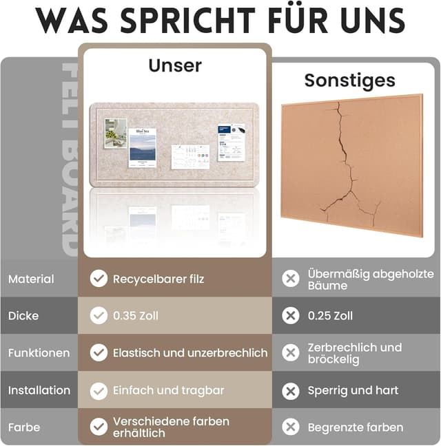 Thumbnail 5 de Großes Filz Pinnwand 150x90cm