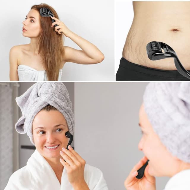 Detalle de Zemolo 2er Derma-Roller Set (0,25 mm & 0,5 mm) mit 540 Micronadeln für Gesicht, Bart und Kopfhaut