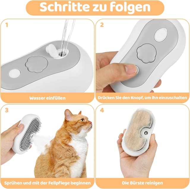 Detalle 2 de Nepfaivy Katzenbürste mit Dampf, wiederaufladbar