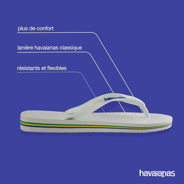 Detalle de Havaianas Brasil Logo — tongs unisex iconiques, confortables et antidérapantes