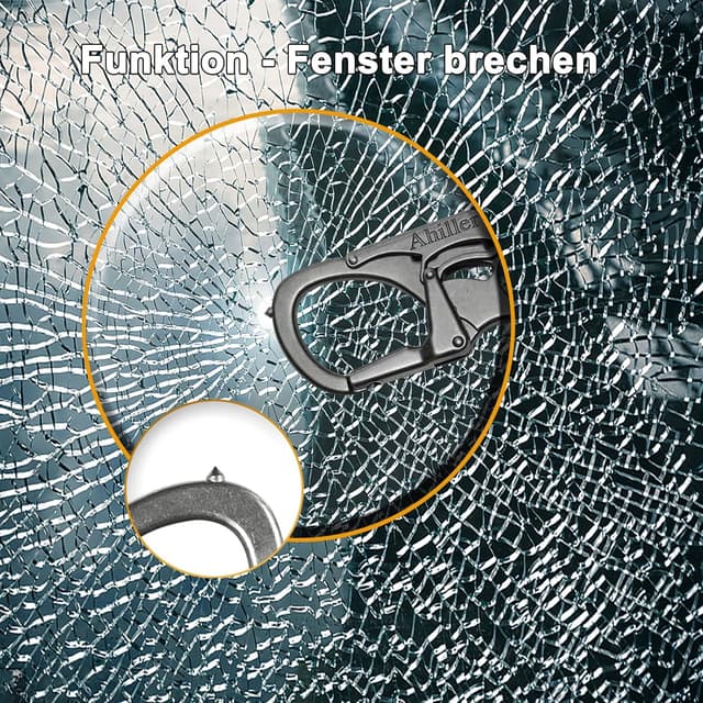 Detalle de Ahiller Karabiner-Schlüsselanhänger mit Doppelschloss, Wolframstahl-Spitze – Clip zum Einhängen und Sichern