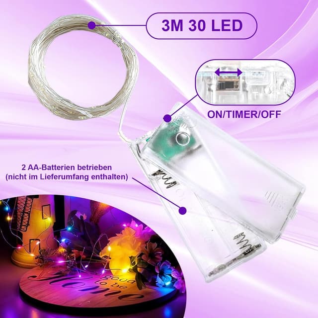 Detalle 2 de LED-Lichterkette 6 Stück mit Timer, 30 LEDs