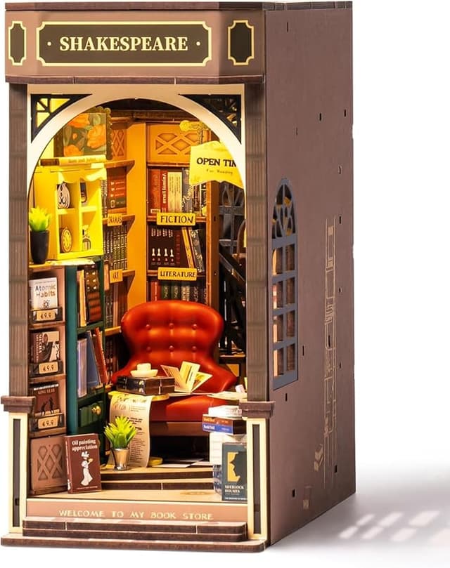 Detalle de ROBOTIME Book Nook Kit 🏡 Casa de Muñecas en Madera